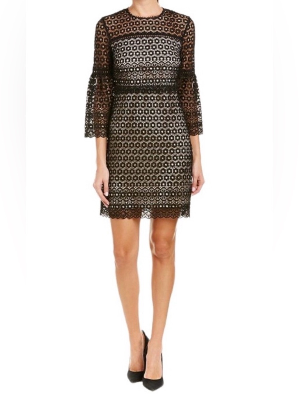 J. Crew Black Daisy Lace Eyelet
Bell Sleeve Dress